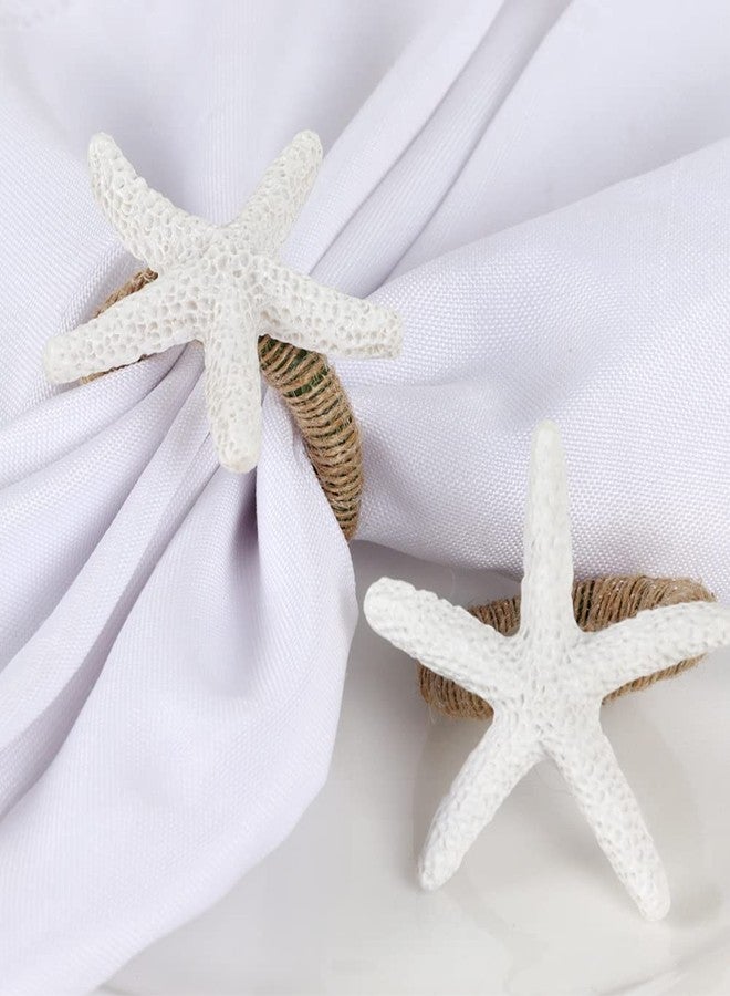 QIAOIDEA Coastal Star Fish Napkin Rings Set of 6, White Sea Starfish Napkin Ring Holder for Beach House, Dining Room Table, Party, Banquet, Birthday, Holiday, Coastal Beach Table Décor - Image 4